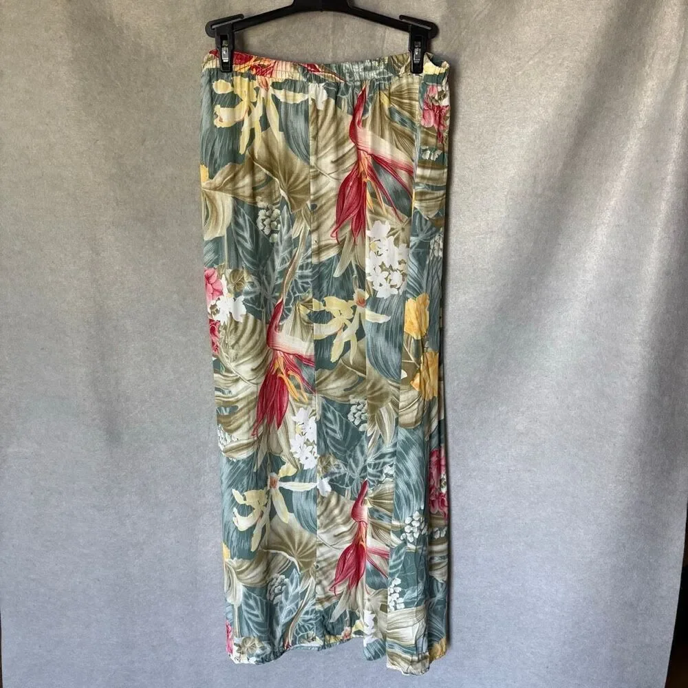 Vintage Melrose Tropical Floral Midi Skirt size 12